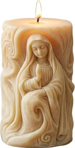 Virgin Mary and Jesus Embossed Candle Molds Virgin Mary Pillar Candle Silicone Mold for Candles Making Resin Casting Aromatherapy Candles Handmade Wax Home Decor in Kuwait