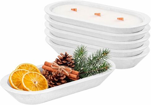 6 pcs 12.5 Inch Dough Bowls for Candle Making, Wooden Candle Bowl Decor, Ideal for Farmhouse Centerpiece Table(Brown) in Saudi Arabia