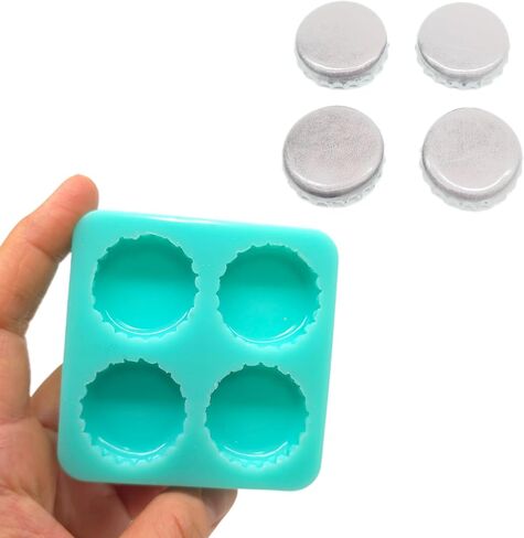 4-Cavity Bottle Cap Silicone Mold – Handmade Mold for Resin, Wax Melts, Soap Embeds, Clay, Chocolate & Fondant Crafts in Kuwait