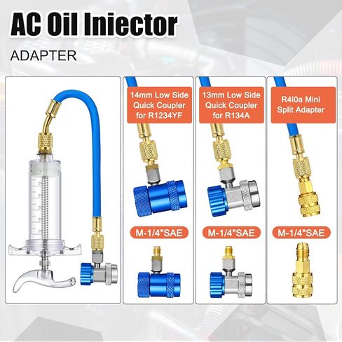 Tellegloww 8 Pcs Ac Leak Detector Kit R1234yf R134a R410a Hand Push Compressor Manual Ac Oil UV Dye Injector Refrigerant Leak Detector Tool Low Side Quick Coupler Mini Split Adapter Glasses Flashlight in Kuwait