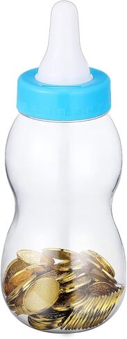NOLITOY Baby Bottle Bank for Kids: 11 Inch Jumbo Pink Piggy Bank Plastic Money Saving Jar, Large Coin Cash Box Fillable Candy Container Birthday Gift for Boys Girls, Baby Shower Game Centerpiece Decor in Kuwait