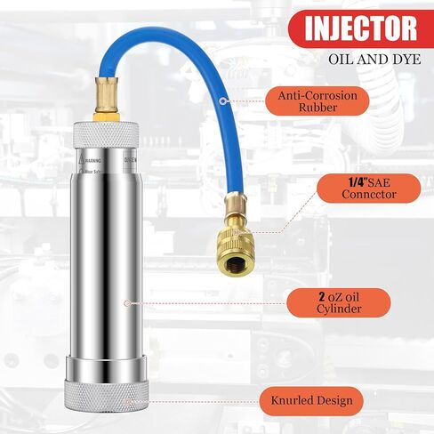 Tellegloww Ac Leak Detector Kit for R1234yf R134a R410a, Ac Oil Dye Injector Kit, Refrigerant Leak Detector Tool Set Low Side Quick Coupler Split Adapter Flashlight with Protective Glasses in Kuwait