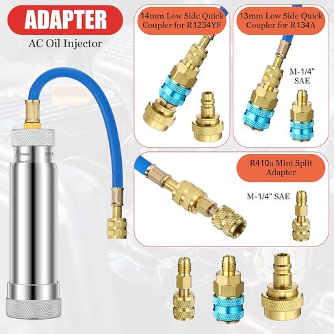 Tellegloww Ac Leak Detector Kit for R1234yf R134a R410a, Ac Oil Dye Injector Kit, Refrigerant Leak Detector Tool Set Low Side Quick Coupler Split Adapter Flashlight with Protective Glasses in Kuwait