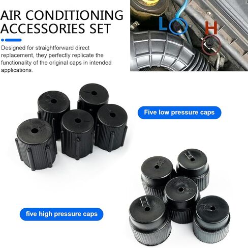 10 PCS AC Low Pressure Port Caps, High/Low Pressure A/C Charging Port Caps, ABS AC System Charging Covers, Universal for Most Cars, SUVs, Trucks (Black) in Kuwait