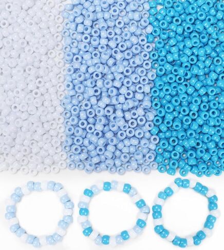 Eppingwin 1000+ pcs Pony Beads, Bracelet Beads for Hair Braids, Plastic Bead for Bracelets, Necklaces, Keychains, DIY Crafts (Black White Grey) in Saudi Arabia