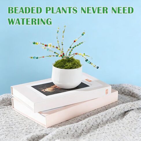 Fesorsi Beaded Plant Kit, Green Beads for Beaded Plants, DIY Home Decor Hanging Ornaments with Full Tools & Storage Box in Saudi Arabia