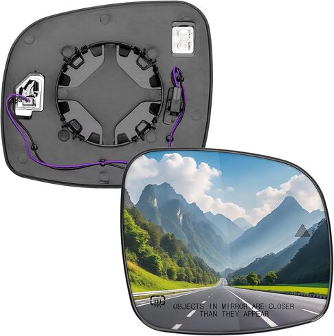 استبدال المرآة الجانبية للسائق لـ Town Country 2008-2016، Grand Caravan 2008-2020، لـ RAM CV 2012-2015، Routan 2009-2014 - زجاج مرايا الرؤية الخلفية على الجانب الأيسر مع تسخين كهربائي ونقطة عمياء in Kuwait