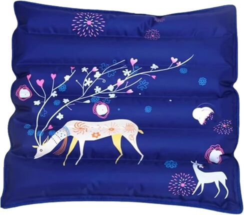 Cooling Mat Ice Pillow, Water Filling Cooling Seat Cushion, Multifunctional Summer Ice Water Pad for Office Chair, Car Seat（Royal Blue Deer 45 * 45cm+Ice Crystal） in Saudi Arabia