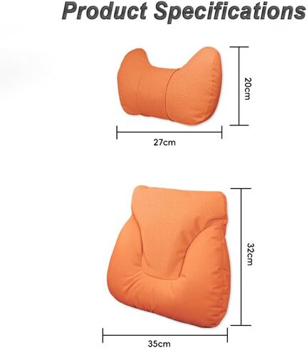 Car Neck Pillow Set for Rivian R1S 2022 2023 2024 2025, Leather Car Headrest Lumbar Support Waist Backrest Head Support Cushion,BeigeWhite in Kuwait