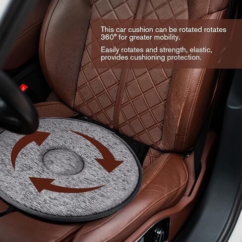 Cabilock 1PCS Rotating Car Seat Cushion Non Slip Swivel Cushion for Elderly Driver Ergonomic Auto Seat Pad 20.47X15.74 Inch Comfort Support for Vehicle in Kuwait