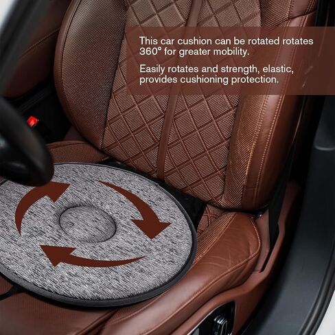 Cabilock 360 Degree Rotating Car Seat Cushion Swivel Pad with Anti-Slip Base Lightweight Comfortable for Elderly Pregnant Women and Home Office Use 20.47X15.74X1.18In in Kuwait