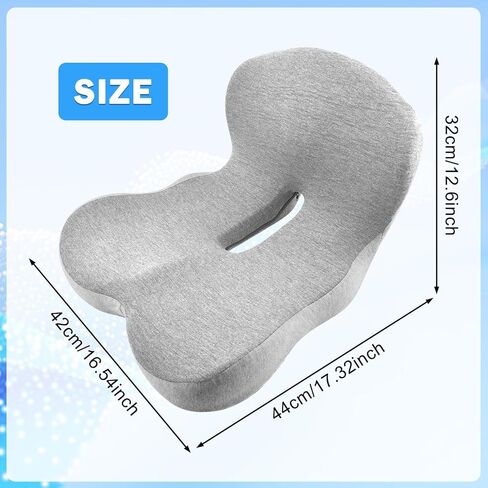 L-Shaped Ergonomic Memory Foam Seat Cushion, Breathable Non-Slip Car & Office Chair Cushion for Long Sitting, Orthopedic Support for Truck Drivers, Desk & Wheelchair(Grey) in Kuwait