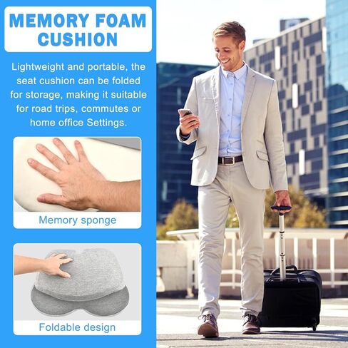 L-Shaped Ergonomic Memory Foam Seat Cushion, Breathable Non-Slip Car & Office Chair Cushion for Long Sitting, Orthopedic Support for Truck Drivers, Desk & Wheelchair(Grey) in Kuwait