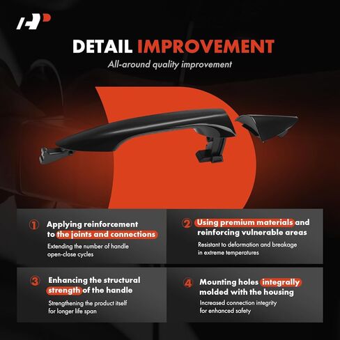A-Premium Rear Right Passenger Side Exterior Door Handle Compatible with Hyundai Elantra 2011-2016, Sedan, Smooth Black in Kuwait