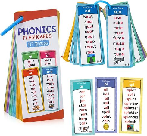 Phonics Flash Cards with 117 Groups Phonetic Word Column List, 900+ Phonics Rhyming Words, Phonemic Awareness, Vocabulary Building in Saudi Arabia