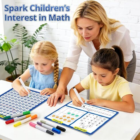 12 Pack 1-120 Number Chart, Number Bond Ten Frame & Number Line, Dry Erase Math Manipulatives Math Games for Kid Student, Addition and Subtraction Flash Cards 1st 2nd Grade Classroom Must Have in Saudi Arabia