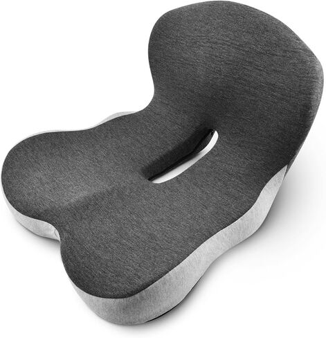 L-Shaped Ergonomic Memory Foam Seat Cushion, Breathable Non-Slip Car & Office Chair Cushion for Long Sitting, Orthopedic Support for Truck Drivers, Desk & Wheelchair(Grey) in Kuwait