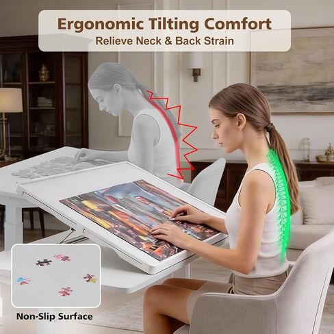Lightweight 1500 Pieces 2-in-1 Tilting & Rotating Puzzle Board, 34.25"x25.59" Portable Plastic Puzzle Table, for Mom in Saudi Arabia