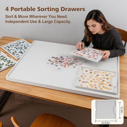 Lightweight 1500 Pieces 2-in-1 Tilting & Rotating Puzzle Board, 34.25"x25.59" Portable Plastic Puzzle Table, for Mom in Saudi Arabia