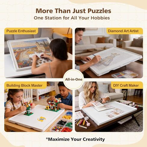 Lightweight 1500 Pieces 2-in-1 Tilting & Rotating Puzzle Board, 34.25"x25.59" Portable Plastic Puzzle Table, for Mom in Saudi Arabia