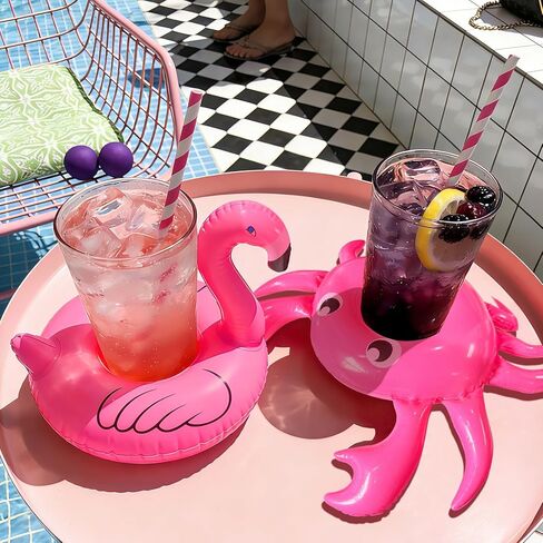 12 Pack Vintage Stripe Drink Floaties Pool Drink Floats Inflatable Drink Holder Floating Drink Holder Pool Accessories for Adults with Pump in Saudi Arabia
