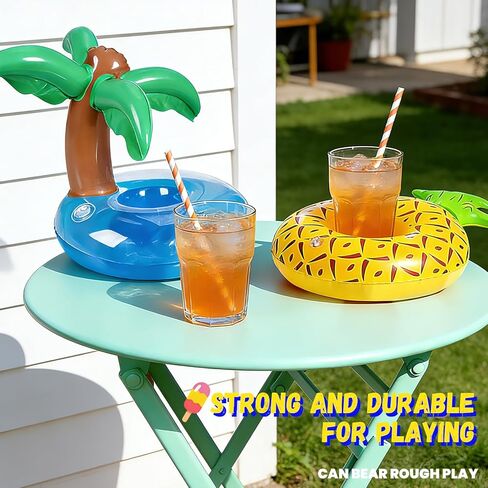 12 Pack Vintage Stripe Drink Floaties Pool Drink Floats Inflatable Drink Holder Floating Drink Holder Pool Accessories for Adults with Pump in Saudi Arabia