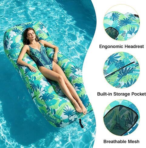 TOBTOS Pool Lounge Float with Canopy, Portable Wind Inflatable Pool Floats for Adults with Headrest & Storage Space, Inflatable Couch for Swimming Pool,Beach in Saudi Arabia