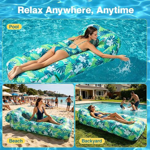 TOBTOS Pool Lounge Float with Canopy, Portable Wind Inflatable Pool Floats for Adults with Headrest & Storage Space, Inflatable Couch for Swimming Pool,Beach in Saudi Arabia