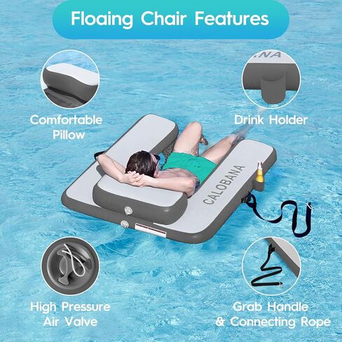 CALOBANA Inflatable Floating Chair, Heavy Duty Pool Floats Adult Lounger, Portable Water Float Chair for Swimming Pool, Lake and Beach in Saudi Arabia