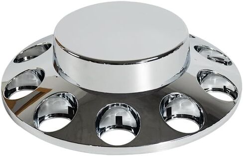 33mm Chrome ABS Flat Top Axle Cover Complete Set with Removable Hubcaps and Screw-on Plastic Lug Nut Covers for Semi Trucks (2 Front) in Saudi Arabia