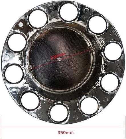 33mm Chrome ABS Flat Top Axle Cover Complete Set with Removable Hubcaps and Screw-on Plastic Lug Nut Covers for Semi Trucks (2 Front) in Saudi Arabia
