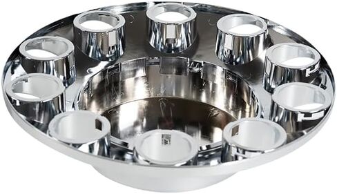 33mm Chrome ABS Flat Top Axle Cover Complete Set with Removable Hubcaps and Screw-on Plastic Lug Nut Covers for Semi Trucks (2 Front) in Saudi Arabia