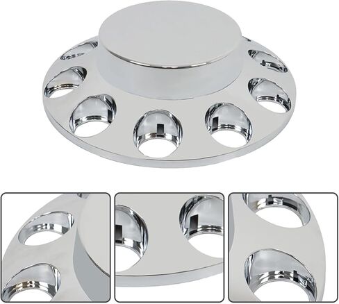 33mm Chrome ABS Flat Top Axle Cover Complete Set with Removable Hubcaps and Screw-on Plastic Lug Nut Covers for Semi Trucks (2 Front) in Saudi Arabia