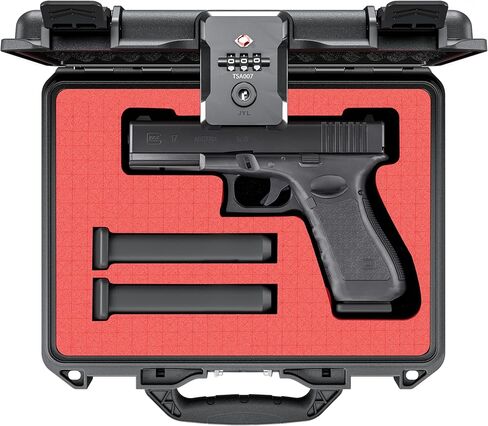Gun Safe Case for Pistol, TSA Combination Lockable Pistol Case Hard Shell Waterproof & Shock Proof, 10.6"*8.8"*4" Gun Lock Box for Travel Gun Case 9mm in Saudi Arabia
