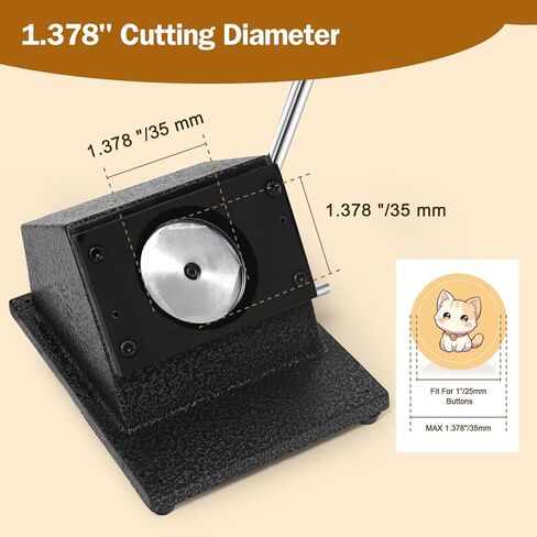 1"/25mm Button Paper Cutter, 1.38"/35mm Diameter Circle Paper Punch, 35mm Die Cutter, 1.38" Round Paper Cutter for Making 1" /25mm Buttons, Circle Cutter for DIY Button Making(1.38" Cut Diameter) in Saudi Arabia