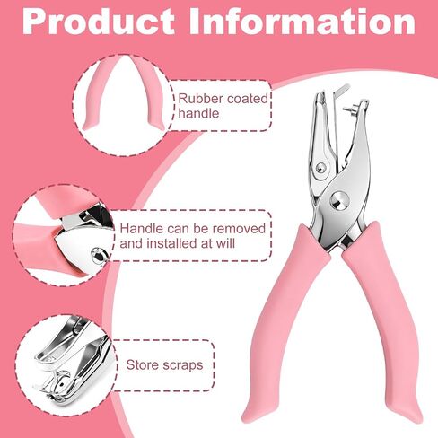 2-Pack Single Hole Punch - 1.5mm & 3mm Dot Paper Hole Puncher for Crafts - One Hole Puncher with Soft Grip Handle - Handheld Circle Punch for Paper Crafts in Home, Office, Classroom Pink in Saudi Arabia