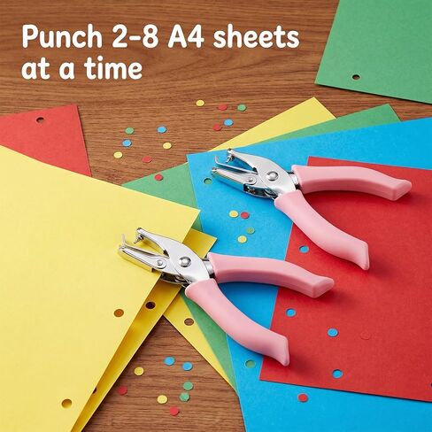 2-Pack Single Hole Punch - 1.5mm & 3mm Dot Paper Hole Puncher for Crafts - One Hole Puncher with Soft Grip Handle - Handheld Circle Punch for Paper Crafts in Home, Office, Classroom Pink in Saudi Arabia