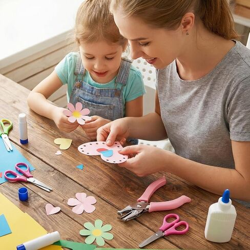 2-Pack Single Hole Punch - 1.5mm & 3mm Dot Paper Hole Puncher for Crafts - One Hole Puncher with Soft Grip Handle - Handheld Circle Punch for Paper Crafts in Home, Office, Classroom Pink in Saudi Arabia