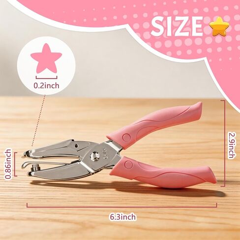 1/4 Inch Star Single Hole Punch,Handheld Paper Craft Puncher with Pink Soft Grip Handle for Home,Office & Classroom in Kuwait