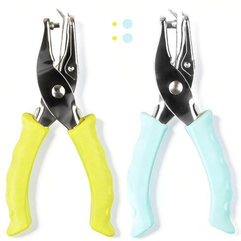 2PCS Single Hole Punch, Diameter 1/4" and 1/8",Hand Hole Puncher with Soft Grip Handle,Small Hole Paper Punch for Crafts, Scrapbooks,Tags, Tickets,Macaron Color(Pink Green) in Saudi Arabia