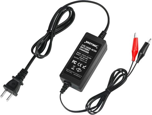 NASTIMA 12V 1.2A شاحن بطارية حمض الرصاص الذكي (SLA) لشحن القوارب والدراجات النارية ATVs وجزازات الركوب مع حماية ماس كهربائى وضوء مؤشر LED in Kuwait