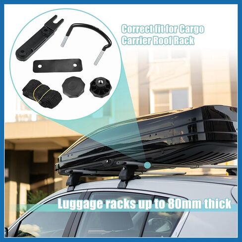 4 PCS Universal Roof Box U Bolt Clamps Rooftop Cargo Carrier Rack Bolts 83mm Internal Width W/ 8 Lock Nuts and 2 Straps Cargo Carrier Mounting Fitting Iron Bolts Item Replacement in Kuwait