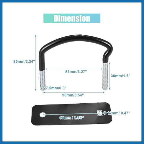 4 PCS Universal Roof Box U Bolt Clamps Rooftop Cargo Carrier Rack Bolts 83mm Internal Width W/ 8 Lock Nuts and 2 Straps Cargo Carrier Mounting Fitting Iron Bolts Item Replacement in Kuwait