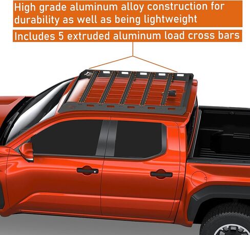 قضبان متقاطعة من الألومنيوم من الجيل الرابع من Hooke Road لعام 2024 2025 2026 Toyota Tacoma Double Cab، سلة حامل البضائع على السطح البري in Kuwait