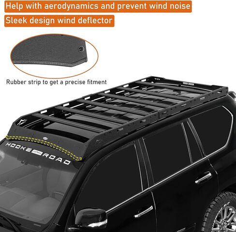 قضبان متقاطعة من الألومنيوم بطول كامل لرف السقف من Hooke Road GX460 لـ 2010-2023 لكزس GX460، سلة شحن على السطح البري، قضبان حامل الأمتعة in Kuwait