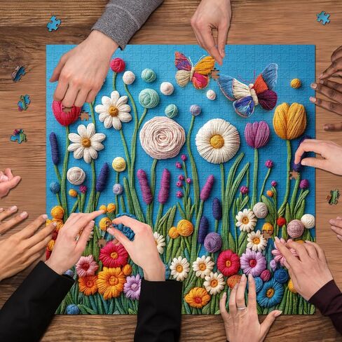Colorful Flower Puzzles for Adults 1000 Pieces, Wildflower Garden Art Jigsaw Puzzles, Nature Plant Floral Butterfly Puzzle in Saudi Arabia
