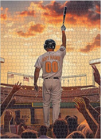 Wooden Jigsaw Puzzles for Adults - Custom Name and Number on (Chicago 2) Baseball Player Art Photo - 300 500 1000PCS Puzzles Game Home Wall Decor in Saudi Arabia