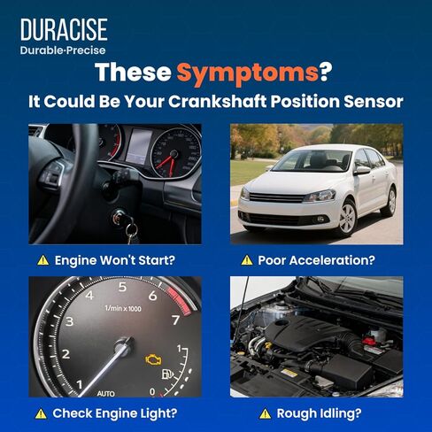 DURACISE Engine Crankshaft Position Sensor Compatible with 2008-2017 Volkswagen Jetta, Golf, GTI, Tiguan, Passat CC, Eos, Beetle & 2008-2016 Audi A3, A4, A5, Q5, Q3 & 2008-2014 Seat Leon #06H906433 in Kuwait