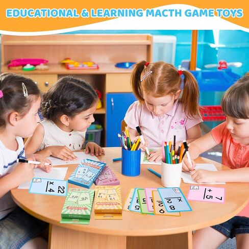 Math Flash Cards Set of Multiplication Division Addition Subtraction with 4 Dry Erase Pens, 144 Flash Cards from 1st to 4th Grade or Kindergarten Homeschool Supplies in Kuwait