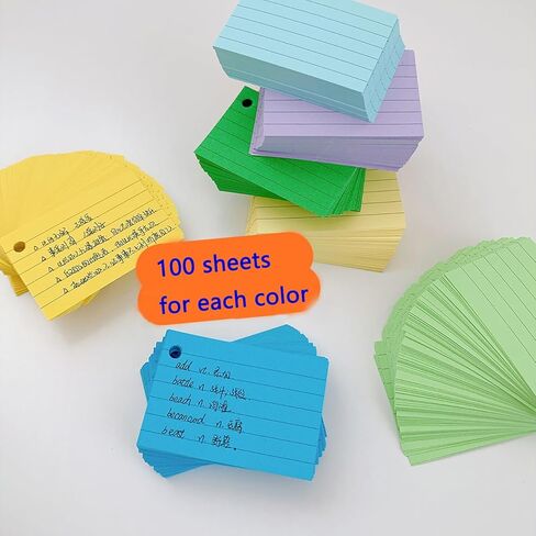 10 Colored Index Cards 2x3 Inches Flash Cards 1000pcs Lined Ruled Study Card for Learning, Studying Memory Office College Recipe Game Cards in Kuwait
